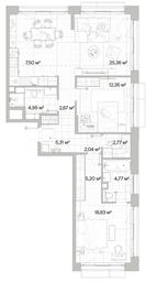 2-BD Apartment Sale, 86.55 sq. m. at Mys, derevnya Likino, Odintsovskiy Urban District, Moscow Region, Russia #3 2-BD Apartment Sale, 86.55 sq. m. at Mys, derevnya Likino, Odintsovskiy Urban District, Moscow Region, Russia #3