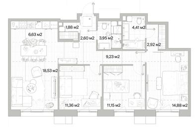Продажа 3-комн. квартиры, 87,54 м² в ЖК «Мыс», деревня Ликино, Одинцовский городской округ, Московская область, Россия #3