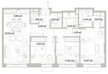 3-BD Apartment Sale, 91.55平方米 at Mys, derevnya Likino, Odintsovskiy Urban District, Moscow Region, Russia #2 3-BD Apartment Sale, 91.55平方米 at Mys, derevnya Likino, Odintsovskiy Urban District, Moscow Region, Russia #2