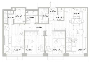3-BD Apartment Sale, 92.55 sq. m. at Mys, derevnya Likino, Odintsovskiy Urban District, Moscow Region, Russia #2 3-BD Apartment Sale, 92.55 sq. m. at Mys, derevnya Likino, Odintsovskiy Urban District, Moscow Region, Russia #2