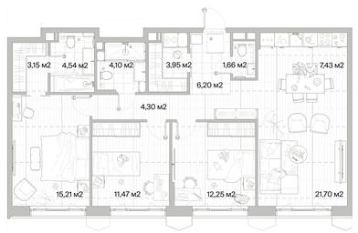 3-BD Apartment Sale, 95.96 sq. m. at Mys, derevnya Likino, Odintsovskiy Urban District, Moscow Region, Russia #3 3-BD Apartment Sale, 95.96 sq. m. at Mys, derevnya Likino, Odintsovskiy Urban District, Moscow Region, Russia #3