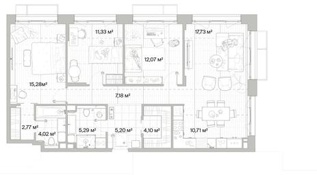 3-BD Apartment Sale, 95.68平方米 at Mys, derevnya Likino, Odintsovskiy Urban District, Moscow Region, Russia #3 3-BD Apartment Sale, 95.68平方米 at Mys, derevnya Likino, Odintsovskiy Urban District, Moscow Region, Russia #3