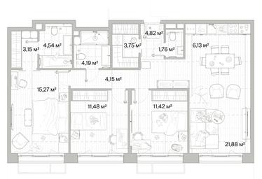 3-BD Apartment Sale, 92.54 sq. m. at Mys, derevnya Likino, Odintsovskiy Urban District, Moscow Region, Russia #2 3-BD Apartment Sale, 92.54 sq. m. at Mys, derevnya Likino, Odintsovskiy Urban District, Moscow Region, Russia #2