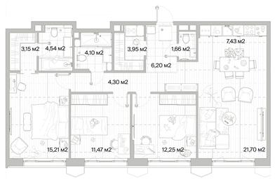 3-BD Apartment Sale, 95.96 sq. m. at Mys, derevnya Likino, Odintsovskiy Urban District, Moscow Region, Russia #2