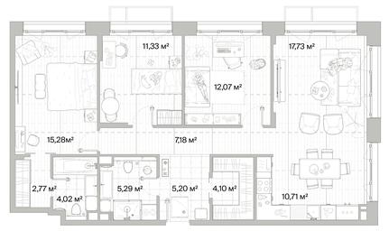 3-BD Apartment Sale, 95.68 sq. m. at Mys, derevnya Likino, Odintsovskiy Urban District, Moscow Region, Russia #3 3-BD Apartment Sale, 95.68 sq. m. at Mys, derevnya Likino, Odintsovskiy Urban District, Moscow Region, Russia #3