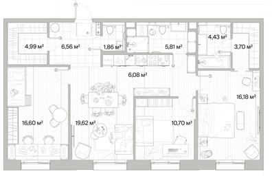 3-BD Apartment Sale, 96.53平方米 at Mys, derevnya Likino, Odintsovskiy Urban District, Moscow Region, Russia #3 3-BD Apartment Sale, 96.53平方米 at Mys, derevnya Likino, Odintsovskiy Urban District, Moscow Region, Russia #3