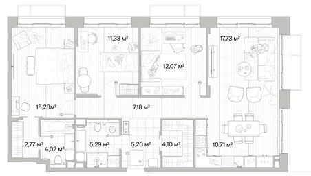 3-BD Apartment Sale, 95.68平方米 at Mys, derevnya Likino, Odintsovskiy Urban District, Moscow Region, Russia #2 3-BD Apartment Sale, 95.68平方米 at Mys, derevnya Likino, Odintsovskiy Urban District, Moscow Region, Russia #2