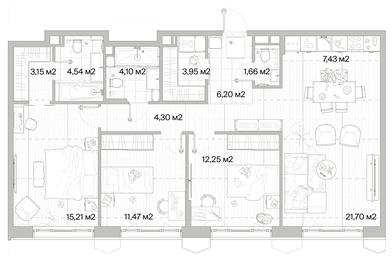 3-BD Apartment Sale, 95.96 sq. m. at Mys, derevnya Likino, Odintsovskiy Urban District, Moscow Region, Russia #3 3-BD Apartment Sale, 95.96 sq. m. at Mys, derevnya Likino, Odintsovskiy Urban District, Moscow Region, Russia #3
