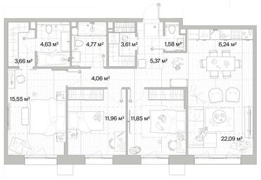 3-BD Apartment Sale, 95.37平方米 at Mys, derevnya Likino, Odintsovskiy Urban District, Moscow Region, Russia #2 3-BD Apartment Sale, 95.37平方米 at Mys, derevnya Likino, Odintsovskiy Urban District, Moscow Region, Russia #2