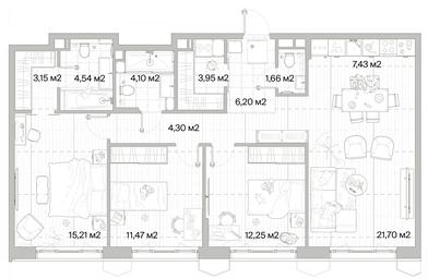 3-BD Apartment Sale, 95.96 sq. m. at Mys, derevnya Likino, Odintsovskiy Urban District, Moscow Region, Russia #2 3-BD Apartment Sale, 95.96 sq. m. at Mys, derevnya Likino, Odintsovskiy Urban District, Moscow Region, Russia #2