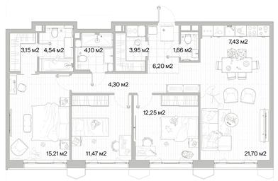 3-BD Apartment Sale, 95.96平方米 at Mys, derevnya Likino, Odintsovskiy Urban District, Moscow Region, Russia #3 3-BD Apartment Sale, 95.96平方米 at Mys, derevnya Likino, Odintsovskiy Urban District, Moscow Region, Russia #3