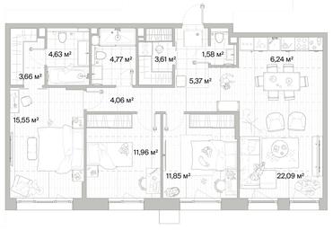 3-BD Apartment Sale, 95.37平方米 at Mys, derevnya Likino, Odintsovskiy Urban District, Moscow Region, Russia #3 3-BD Apartment Sale, 95.37平方米 at Mys, derevnya Likino, Odintsovskiy Urban District, Moscow Region, Russia #3