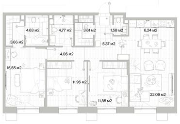 3-BD Apartment Sale, 95.37平方米 at Mys, derevnya Likino, Odintsovskiy Urban District, Moscow Region, Russia #3 3-BD Apartment Sale, 95.37平方米 at Mys, derevnya Likino, Odintsovskiy Urban District, Moscow Region, Russia #3