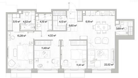 3-BD Apartment Sale, 96.5平方米 at Mys, derevnya Likino, Odintsovskiy Urban District, Moscow Region, Russia #3 3-BD Apartment Sale, 96.5平方米 at Mys, derevnya Likino, Odintsovskiy Urban District, Moscow Region, Russia #3