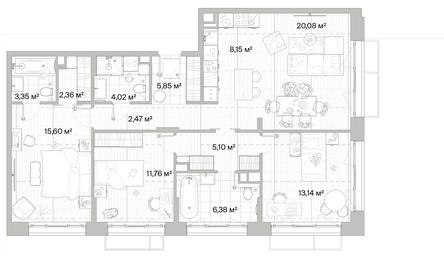 3-BD Apartment Sale, 98.26平方米 at Mys, derevnya Likino, Odintsovskiy Urban District, Moscow Region, Russia #3 3-BD Apartment Sale, 98.26平方米 at Mys, derevnya Likino, Odintsovskiy Urban District, Moscow Region, Russia #3