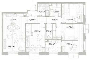 3-BD Apartment Sale, 104.93平方米 at Mys, derevnya Likino, Odintsovskiy Urban District, Moscow Region, Russia #3 3-BD Apartment Sale, 104.93平方米 at Mys, derevnya Likino, Odintsovskiy Urban District, Moscow Region, Russia #3