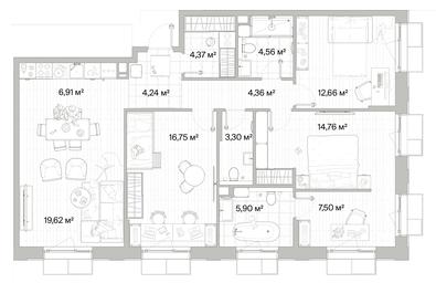 3-BD Apartment Sale, 104.93平方米 at Mys, derevnya Likino, Odintsovskiy Urban District, Moscow Region, Russia #3