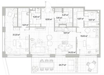 2-BD Apartment Sale, 108.54 sq. m. at Mys, derevnya Likino, Odintsovskiy Urban District, Moscow Region, Russia #4