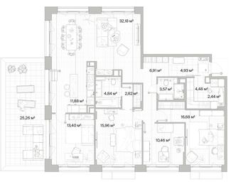 4-BD Apartment Sale, 138.13平方米 at Mys, derevnya Likino, Odintsovskiy Urban District, Moscow Region, Russia #3