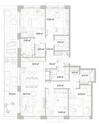 4-BD Apartment Sale, 143.73平方米 at Mys, derevnya Likino, Odintsovskiy Urban District, Moscow Region, Russia #2