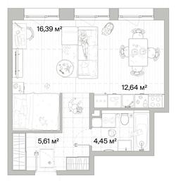 1-BD Apartment Sale, 39.09平方米 at Mys, derevnya Likino, Odintsovskiy Urban District, Moscow Region, Russia #3