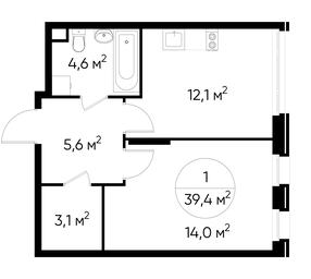 Apartment Sale, 39.4平方米 at Peredelkino Blizhnee, Korneya Chukovskogo Street, 1, Vnukovskoye Settlement, Moscow, Russia #3