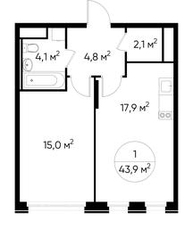 Apartment Sale, 43.9 sq. m. at Peredelkino Blizhnee, Korneya Chukovskogo Street, 1, Vnukovskoye Settlement, Moscow, Russia #3 Apartment Sale, 43.9 sq. m. at Peredelkino Blizhnee, Korneya Chukovskogo Street, 1, Vnukovskoye Settlement, Moscow, Russia #3
