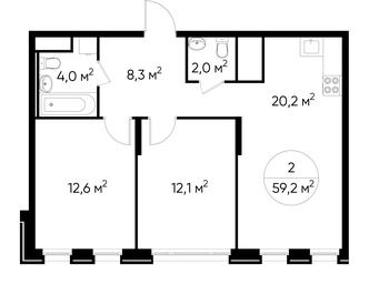 2-BD Apartment Sale, 59.2 sq. m. at Peredelkino Blizhnee, Korneya Chukovskogo Street, 1, Vnukovskoye Settlement, Moscow, Russia #3 2-BD Apartment Sale, 59.2 sq. m. at Peredelkino Blizhnee, Korneya Chukovskogo Street, 1, Vnukovskoye Settlement, Moscow, Russia #3