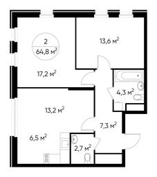 3-BD Apartment Sale, 64.8 sq. m. at Peredelkino Blizhnee, Korneya Chukovskogo Street, 1, Vnukovskoye Settlement, Moscow, Russia #3 3-BD Apartment Sale, 64.8 sq. m. at Peredelkino Blizhnee, Korneya Chukovskogo Street, 1, Vnukovskoye Settlement, Moscow, Russia #3