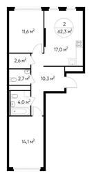 2-BD Apartment Sale, 62.3 sq. m. at Peredelkino Blizhnee, Korneya Chukovskogo Street, 1, Vnukovskoye Settlement, Moscow, Russia #3 2-BD Apartment Sale, 62.3 sq. m. at Peredelkino Blizhnee, Korneya Chukovskogo Street, 1, Vnukovskoye Settlement, Moscow, Russia #3