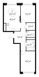2-BD Apartment Sale, 62.7 sq. m. at Peredelkino Blizhnee, Korneya Chukovskogo Street, 1, Vnukovskoye Settlement, Moscow, Russia #3 2-BD Apartment Sale, 62.7 sq. m. at Peredelkino Blizhnee, Korneya Chukovskogo Street, 1, Vnukovskoye Settlement, Moscow, Russia #3