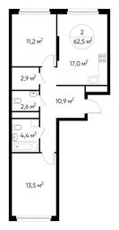 2-BD Apartment Sale, 62.5 sq. m. at Peredelkino Blizhnee, Korneya Chukovskogo Street, 1, Vnukovskoye Settlement, Moscow, Russia #3 2-BD Apartment Sale, 62.5 sq. m. at Peredelkino Blizhnee, Korneya Chukovskogo Street, 1, Vnukovskoye Settlement, Moscow, Russia #3