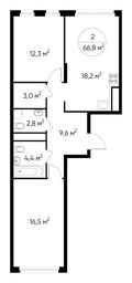 2-BD Apartment Sale, 66.8平方米 at Peredelkino Blizhnee, Korneya Chukovskogo Street, 1, Vnukovskoye Settlement, Moscow, Russia #3 2-BD Apartment Sale, 66.8平方米 at Peredelkino Blizhnee, Korneya Chukovskogo Street, 1, Vnukovskoye Settlement, Moscow, Russia #3