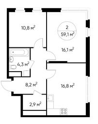2-BD Apartment Sale, 59.1 sq. m. at Peredelkino Blizhnee, Korneya Chukovskogo Street, 1, Vnukovskoye Settlement, Moscow, Russia #3 2-BD Apartment Sale, 59.1 sq. m. at Peredelkino Blizhnee, Korneya Chukovskogo Street, 1, Vnukovskoye Settlement, Moscow, Russia #3
