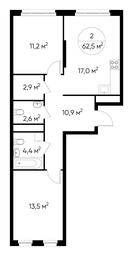 2-BD Apartment Sale, 62.5 sq. m. at Peredelkino Blizhnee, Korneya Chukovskogo Street, 1, Vnukovskoye Settlement, Moscow, Russia #3 2-BD Apartment Sale, 62.5 sq. m. at Peredelkino Blizhnee, Korneya Chukovskogo Street, 1, Vnukovskoye Settlement, Moscow, Russia #3
