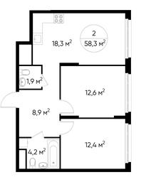 2-BD Apartment Sale, 58.3 sq. m. at Peredelkino Blizhnee, Korneya Chukovskogo Street, 1, Vnukovskoye Settlement, Moscow, Russia #3 2-BD Apartment Sale, 58.3 sq. m. at Peredelkino Blizhnee, Korneya Chukovskogo Street, 1, Vnukovskoye Settlement, Moscow, Russia #3