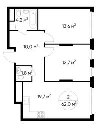 2-BD Apartment Sale, 62平方米 at Peredelkino Blizhnee, Korneya Chukovskogo Street, 1, Vnukovskoye Settlement, Moscow, Russia #3 2-BD Apartment Sale, 62平方米 at Peredelkino Blizhnee, Korneya Chukovskogo Street, 1, Vnukovskoye Settlement, Moscow, Russia #3