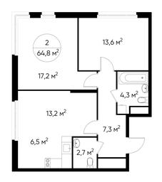 3-BD Apartment Sale, 64.8 sq. m. at Peredelkino Blizhnee, Korneya Chukovskogo Street, 1, Vnukovskoye Settlement, Moscow, Russia #3 3-BD Apartment Sale, 64.8 sq. m. at Peredelkino Blizhnee, Korneya Chukovskogo Street, 1, Vnukovskoye Settlement, Moscow, Russia #3