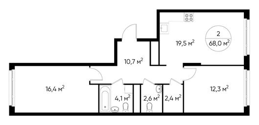 2-BD Apartment Sale, 68 sq. m. at Peredelkino Blizhnee, Korneya Chukovskogo Street, 1, Vnukovskoye Settlement, Moscow, Russia #3 2-BD Apartment Sale, 68 sq. m. at Peredelkino Blizhnee, Korneya Chukovskogo Street, 1, Vnukovskoye Settlement, Moscow, Russia #3