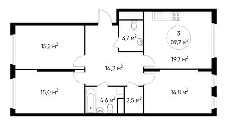 3-BD Apartment Sale, 89.7平方米 at Peredelkino Blizhnee, Korneya Chukovskogo Street, 1, Vnukovskoye Settlement, Moscow, Russia #3 3-BD Apartment Sale, 89.7平方米 at Peredelkino Blizhnee, Korneya Chukovskogo Street, 1, Vnukovskoye Settlement, Moscow, Russia #3