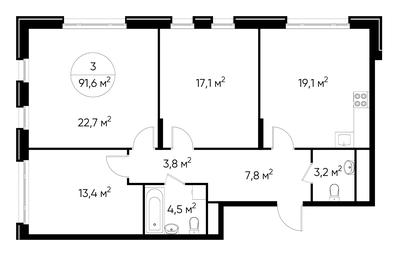 3-BD Apartment Sale, 91.6 sq. m. at Peredelkino Blizhnee, Korneya Chukovskogo Street, 1, Vnukovskoye Settlement, Moscow, Russia #3 3-BD Apartment Sale, 91.6 sq. m. at Peredelkino Blizhnee, Korneya Chukovskogo Street, 1, Vnukovskoye Settlement, Moscow, Russia #3