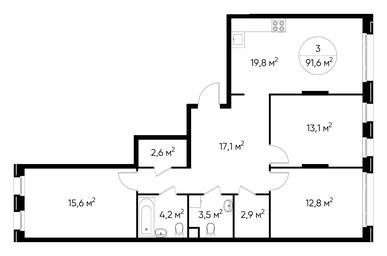 3-BD Apartment Sale, 91.6 sq. m. at Peredelkino Blizhnee, Korneya Chukovskogo Street, 1, Vnukovskoye Settlement, Moscow, Russia #3 3-BD Apartment Sale, 91.6 sq. m. at Peredelkino Blizhnee, Korneya Chukovskogo Street, 1, Vnukovskoye Settlement, Moscow, Russia #3