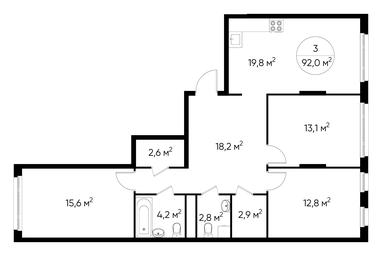 3-BD Apartment Sale, 92 sq. m. at Peredelkino Blizhnee, Korneya Chukovskogo Street, 1, Vnukovskoye Settlement, Moscow, Russia #3 3-BD Apartment Sale, 92 sq. m. at Peredelkino Blizhnee, Korneya Chukovskogo Street, 1, Vnukovskoye Settlement, Moscow, Russia #3