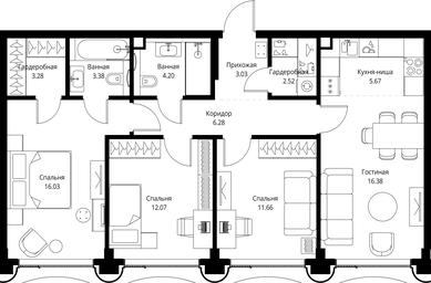 3-BD Apartment Sale, 84.5 sq. m. at MIRA, Mira Avenue, Moscow, Russia #2 3-BD Apartment Sale, 84.5 sq. m. at MIRA, Mira Avenue, Moscow, Russia #2