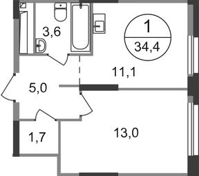 Apartment Sale, 34.4 sq. m. at Pervyi Moskovskiy, ulitsa Bianki, 1, Moskovskiy, Moscow, Russia #2
