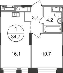 Apartment Sale, 34.7 sq. m. at Pervyi Moskovskiy, ulitsa Bianki, 1, Moskovskiy, Moscow, Russia #2 Apartment Sale, 34.7 sq. m. at Pervyi Moskovskiy, ulitsa Bianki, 1, Moskovskiy, Moscow, Russia #2