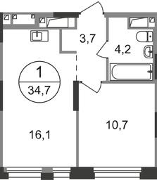 Apartment Sale, 34.7 sq. m. at Pervyi Moskovskiy, ulitsa Bianki, 1, Moskovskiy, Moscow, Russia #2 Apartment Sale, 34.7 sq. m. at Pervyi Moskovskiy, ulitsa Bianki, 1, Moskovskiy, Moscow, Russia #2