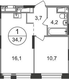 Apartment Sale, 34.7 sq. m. at Pervyi Moskovskiy, ulitsa Bianki, 1, Moskovskiy, Moscow, Russia #2 Apartment Sale, 34.7 sq. m. at Pervyi Moskovskiy, ulitsa Bianki, 1, Moskovskiy, Moscow, Russia #2