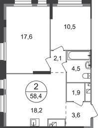 2-BD Apartment Sale, 58.4 sq. m. at Pervyi Moskovskiy, ulitsa Bianki, 1, Moskovskiy, Moscow, Russia #2 2-BD Apartment Sale, 58.4 sq. m. at Pervyi Moskovskiy, ulitsa Bianki, 1, Moskovskiy, Moscow, Russia #2