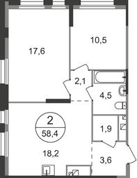 2-BD Apartment Sale, 58.4 sq. m. at Pervyi Moskovskiy, ulitsa Bianki, 1, Moskovskiy, Moscow, Russia #2 2-BD Apartment Sale, 58.4 sq. m. at Pervyi Moskovskiy, ulitsa Bianki, 1, Moskovskiy, Moscow, Russia #2